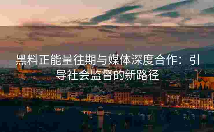 黑料正能量往期与媒体深度合作：引导社会监督的新路径
