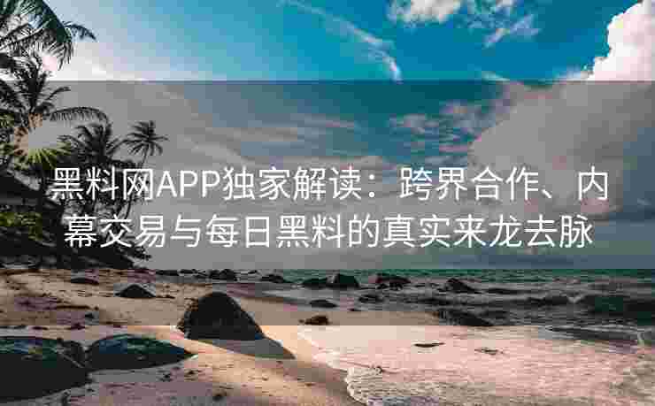 黑料网APP独家解读：跨界合作、内幕交易与每日黑料的真实来龙去脉