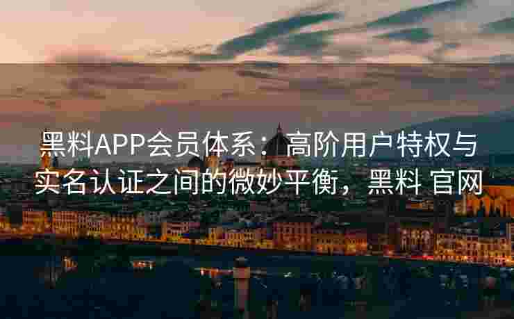 黑料APP会员体系:高阶用户特权与实名认证之间的微妙平衡,黑料 官网 黑料APP会员体系:高阶用户特权与实名认证之间的微妙平衡,黑料 官网